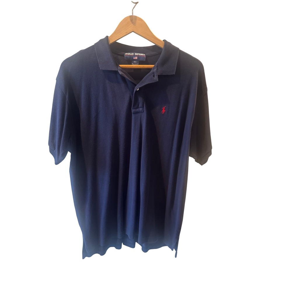 Polo Sport Ralph Lauren Mens XL Navy Blue Short Sleeve Polo Shirt Vintage